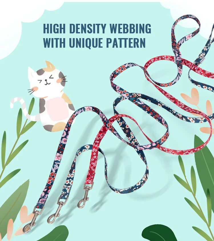 Truelove Floral Pet Leash Spring Design Small Boys Girls Dogs Cats Lihgtweight Rope Running Training Dog Leash Polyester TLL3113