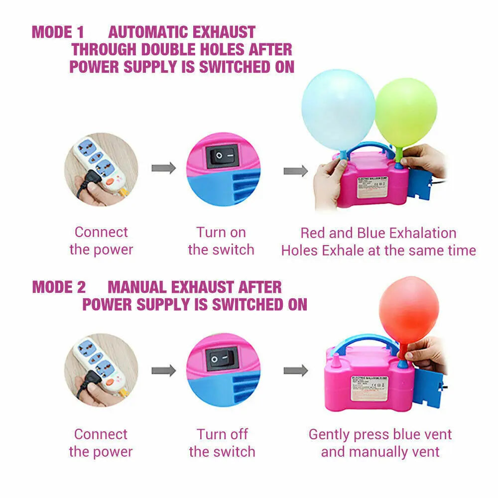 220V Balloon Air Pump Electric High Power Two Nozzle Air Blower Balloon Portable Inflatable Pump For Home Wedding Party