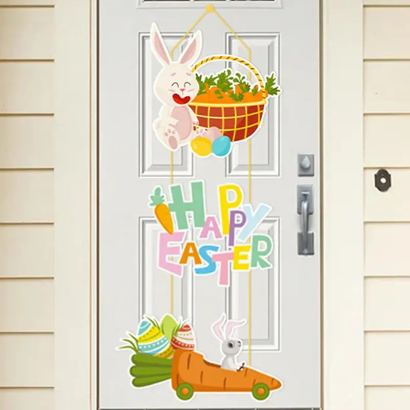 Easter Door Decoration Paper Easter Egg Rabbit Hanging Ornament for Home Happy Easter Door Hanger Pendant Easter Decoration 2025