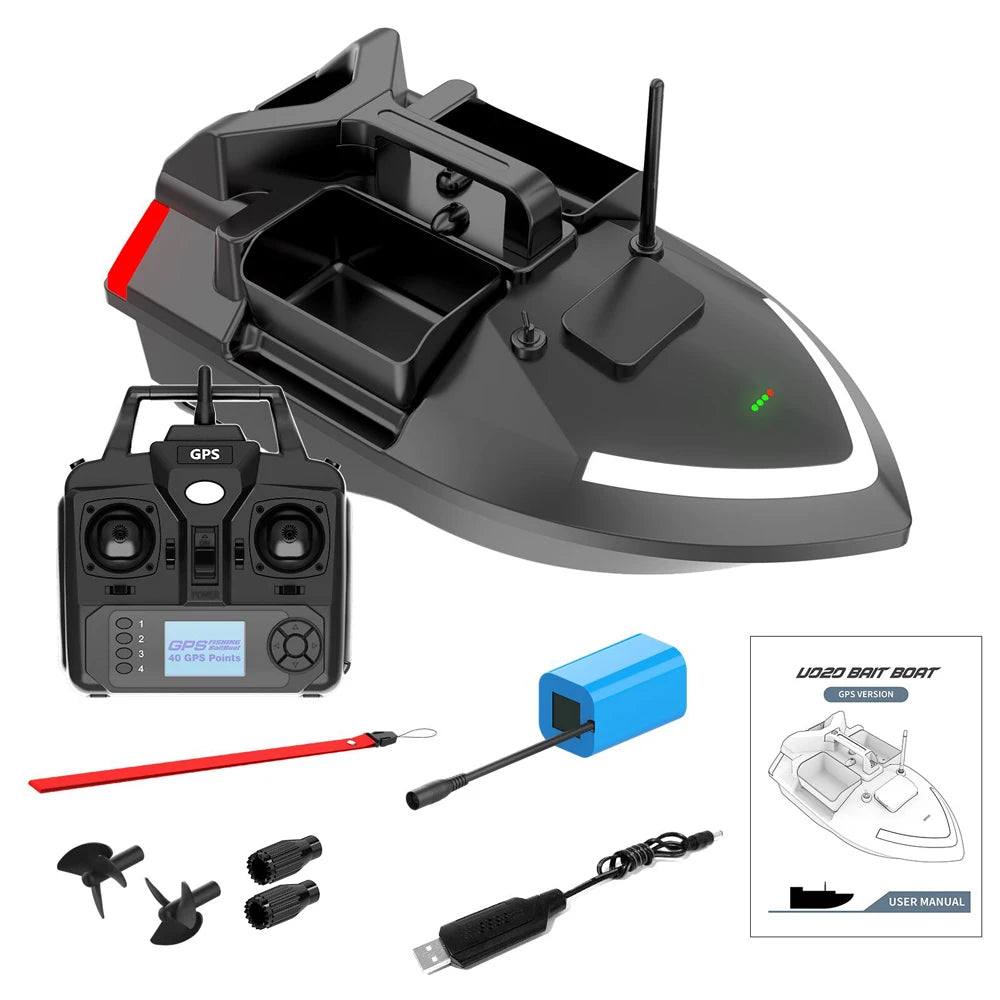 GPS Fishing Bait Boat 500m Remote Control Bait Boat Dual Motor Fish Finder 2KG Loading Support Automatic Cruise/Return/Route