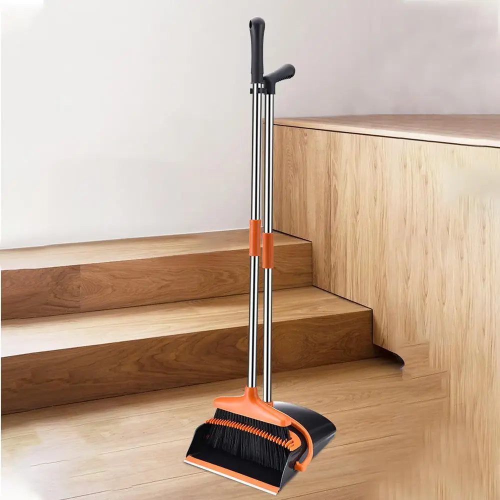 Broom And Dustpan Combo Folding Upright Broom And Dust Pan Indoor Cleaning Tool For Apartment Household Kitchen