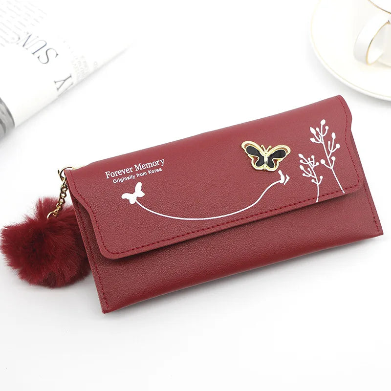 High Quality PU Leather Clutch For Women / Long Wallet With Butterfly Print Fashion Card Holder Purse