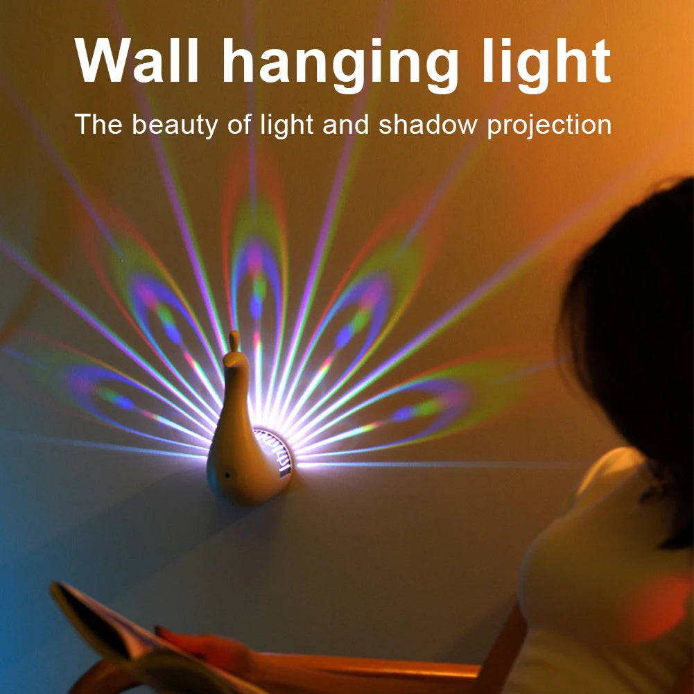 Creative LED Peacock Projection Lamp Remote Control Atmosphere Lamp Wall Lamp Bedside Lamp for Home Bedroom Bedside Wall Decor