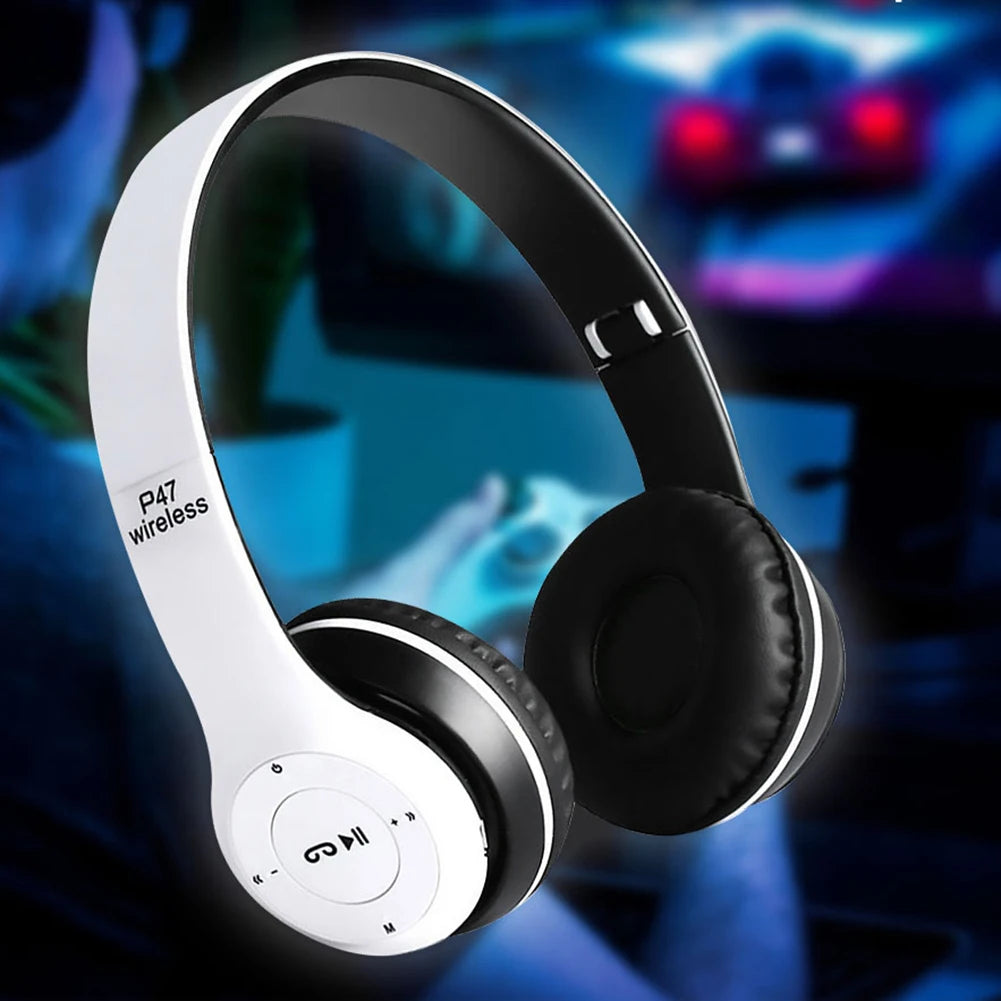 P47 Wireless Over Ear Headset Noise Cancelling Bluetooth-Compatible 5.0 Sports Game Headset Support Hands-Free for Smartphone