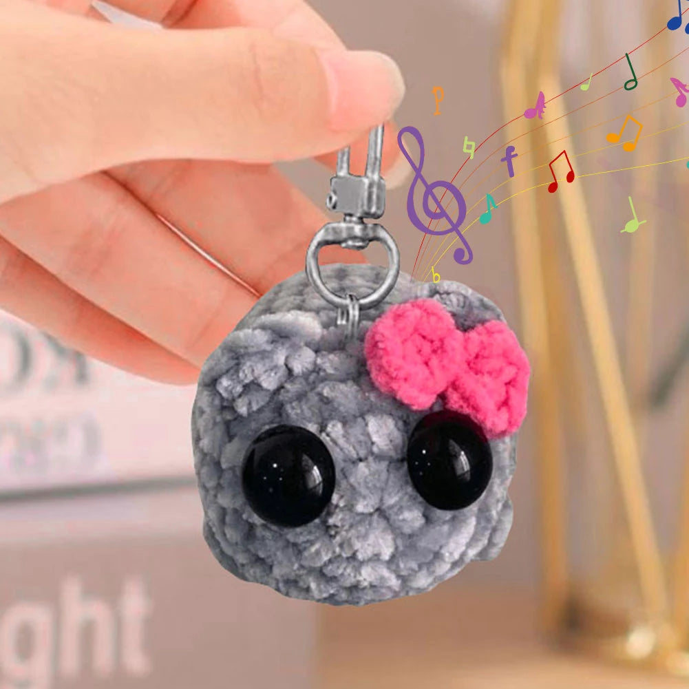 Cartoon Knitting Pendant Kawaii Girl Hamster Handmade Doll Sad Hamster Keychain Handmade Sad Hamster Knitting Doll for Kids Gift