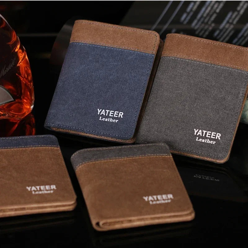 New Purse Wallets for Men with Checkbook Holder Small Canvas Purses New Design Dollar Slim Purse Money Clip Wallet 2023