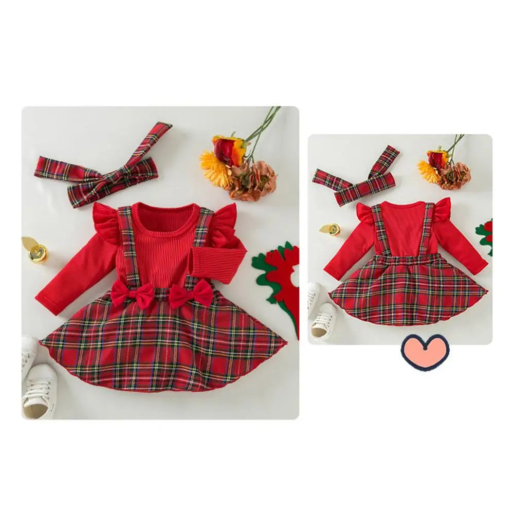 Overall Dress For Girls Christmas Plaid Kids Dress Cute Children Clothing Cotton Girls Clothes For Cold Weather