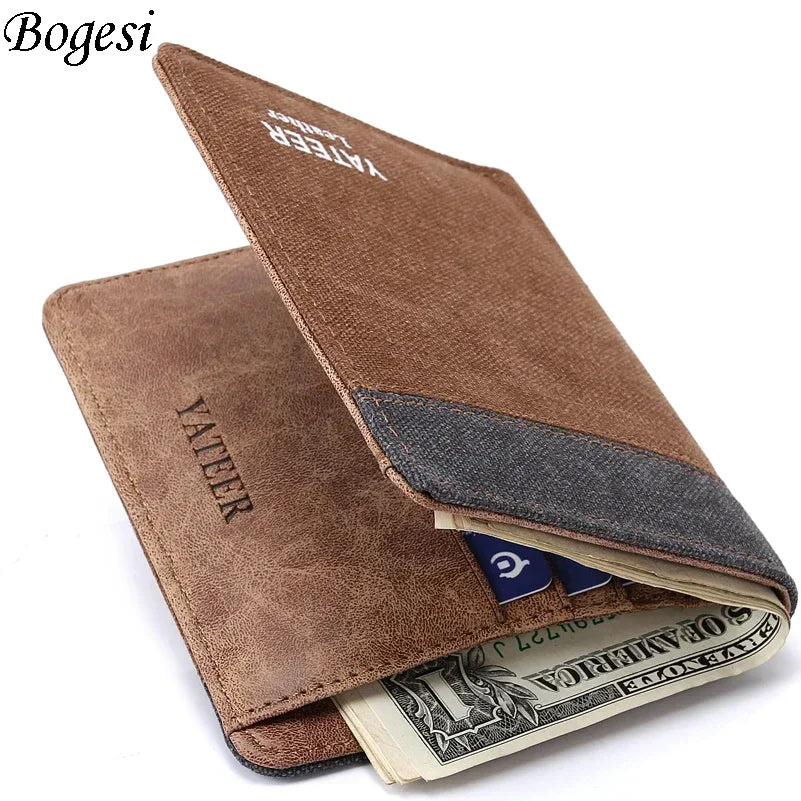 New Purse Wallets for Men with Checkbook Holder Small Canvas Purses New Design Dollar Slim Purse Money Clip Wallet 2023