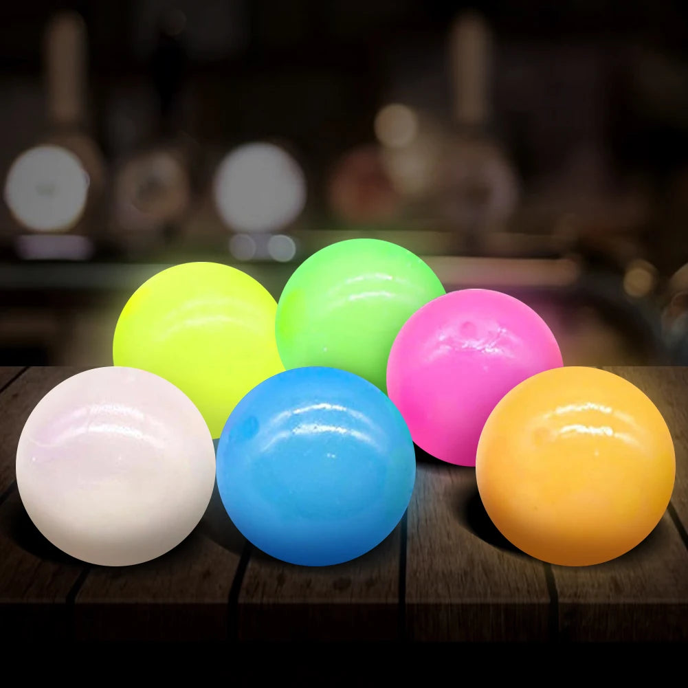 12/16PCS Glow in The Dark Sticky Balls Ceiling Balls Elevated Glowing Stress Balls  Fidget Toy for Kids Adults Teens