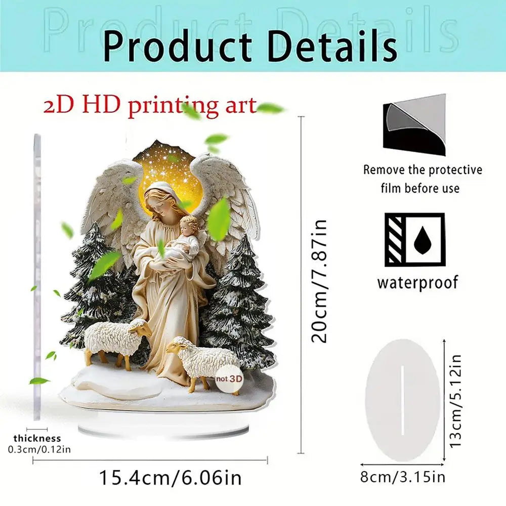 Nativity Jesus Birth Scene Table Centerpiece 2D Flat Acrylic Festival Table Sign Ornament Mary Jesus Home Decor