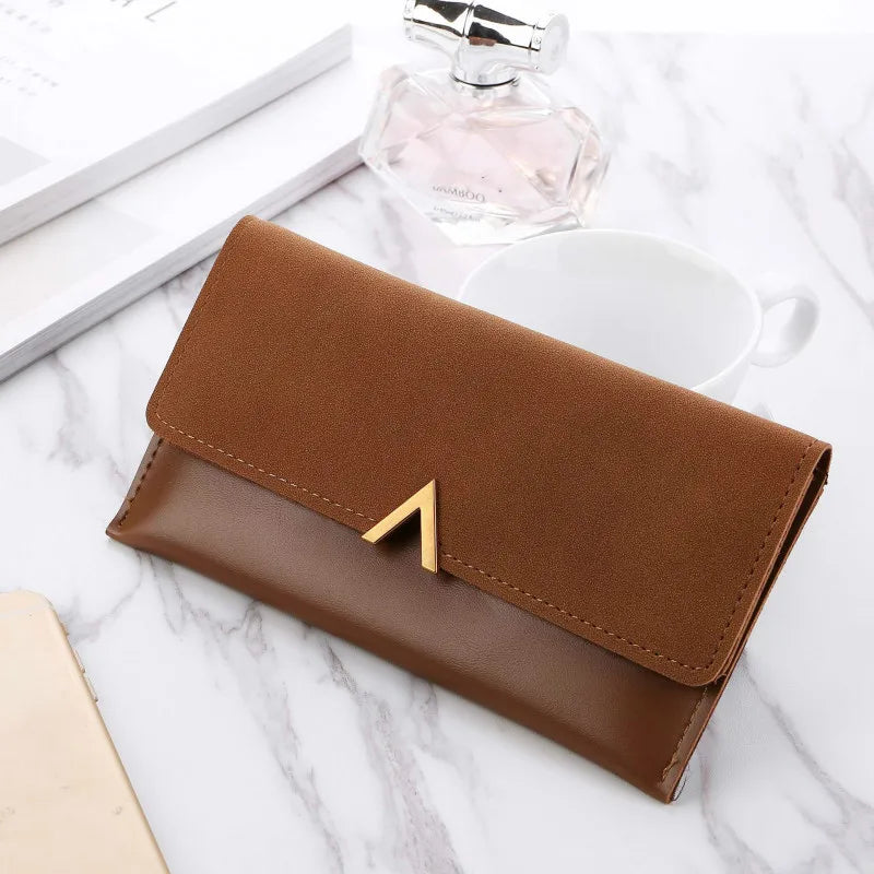 High Quality Soft PU Leather Long Wallet / Zipper&Fold Hasp Envelope Purse ID Card Holder Bag For Women