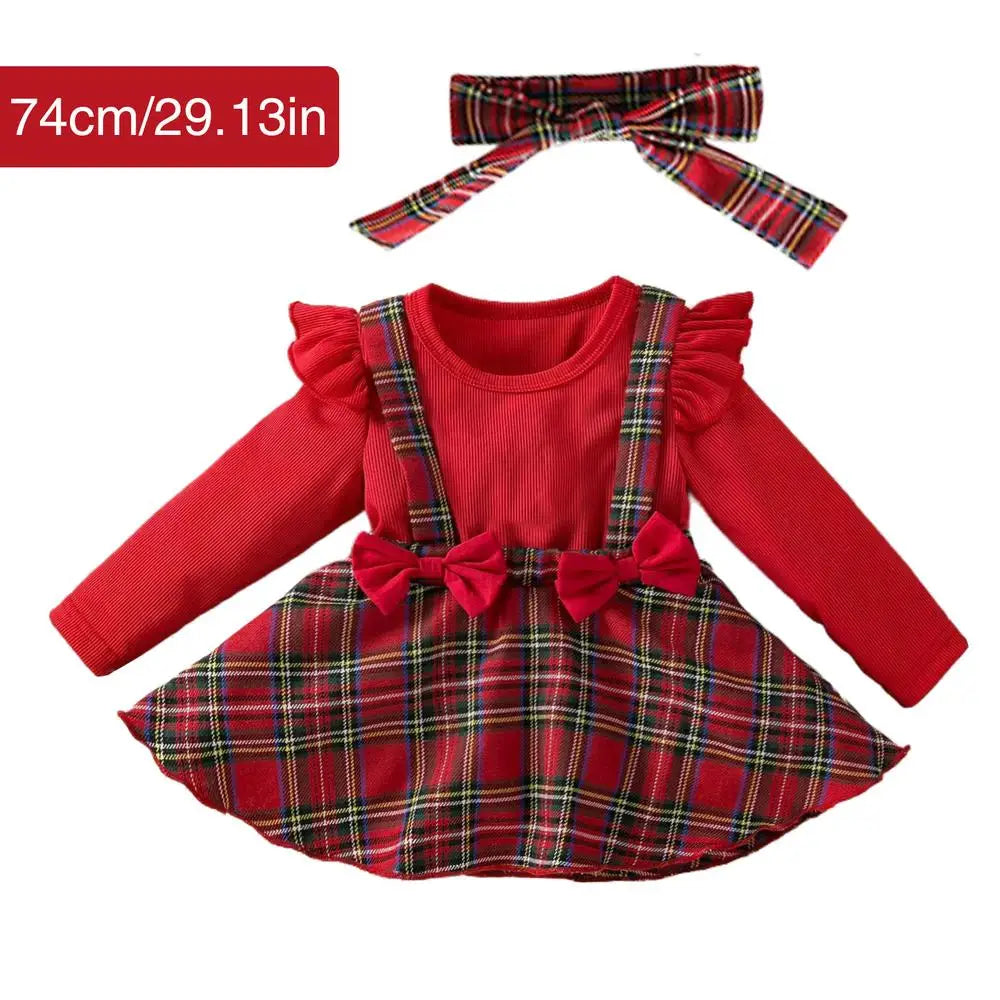 Overall Dress For Girls Christmas Plaid Kids Dress Cute Children Clothing Cotton Girls Clothes For Cold Weather