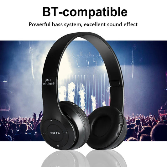 P47 Wireless Over Ear Headset Noise Cancelling Bluetooth-Compatible 5.0 Sports Game Headset Support Hands-Free for Smartphone