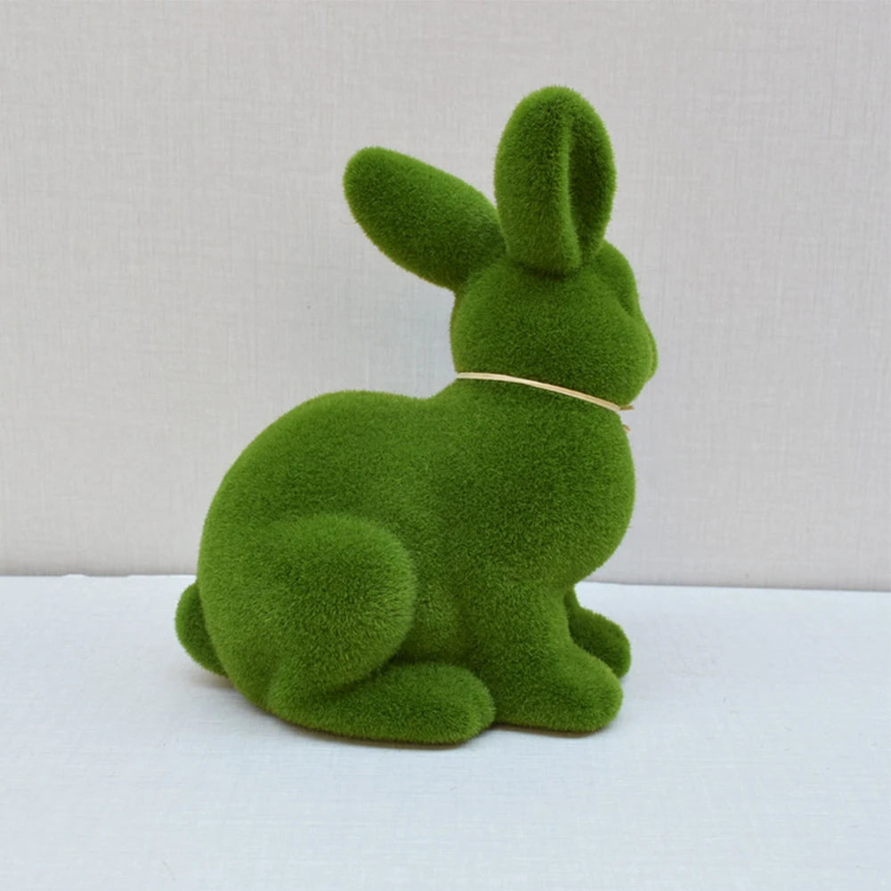 10PC Easter Bunny Decor Easter Moss Rabbit Figurine Home Garden Party Decor Artificial Moss Rabbit Easter Figurine Desktop Decor