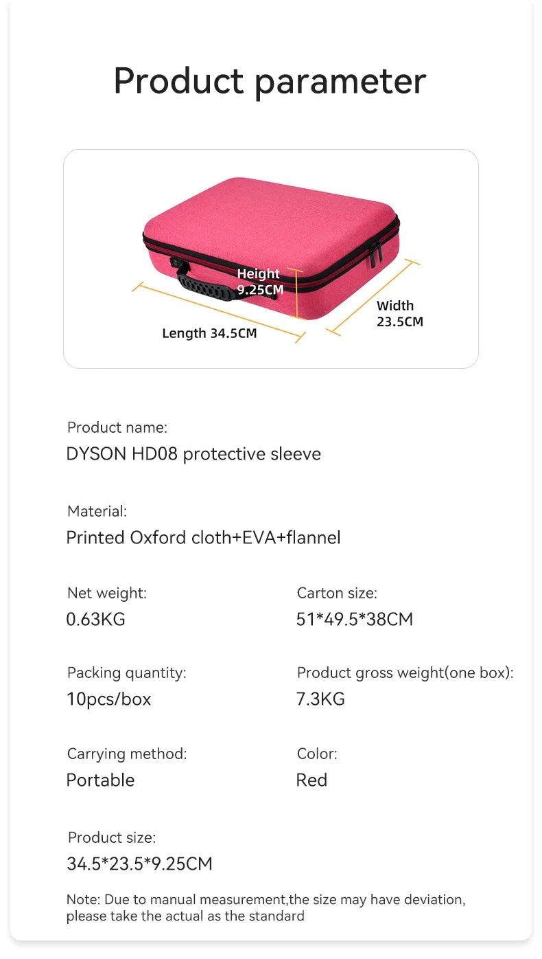 Hard EVA Case for Dyson Supersonic Hair Dryer HD08/HD15 Storage Bags Portable Travel Carrying Box Pink Black and Printing