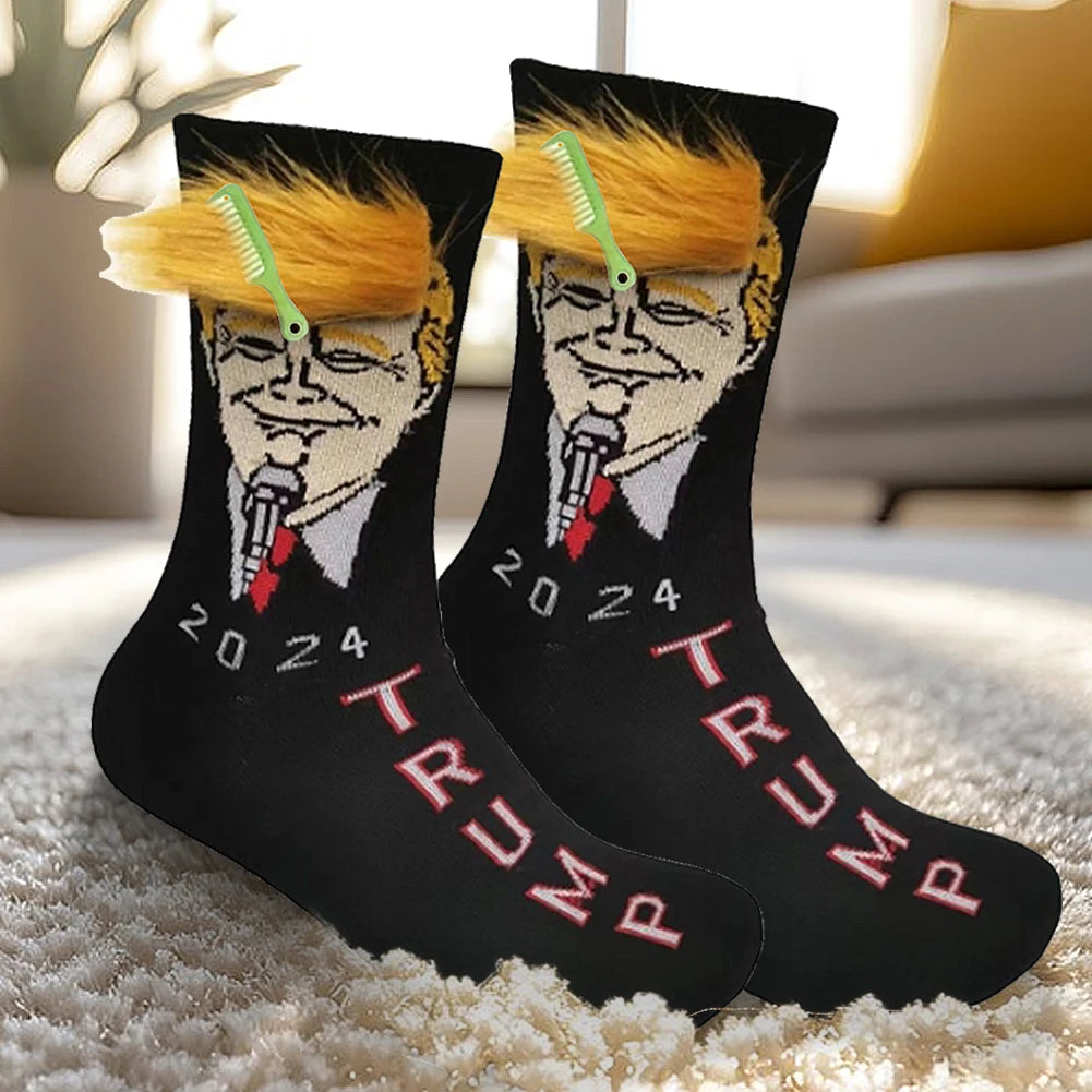 2024 President Donald Trump Spoof Funny Socks Streetwear Hip Hop Crew Socks Donald Trump Socks Novelty Funny Socks for Men Women