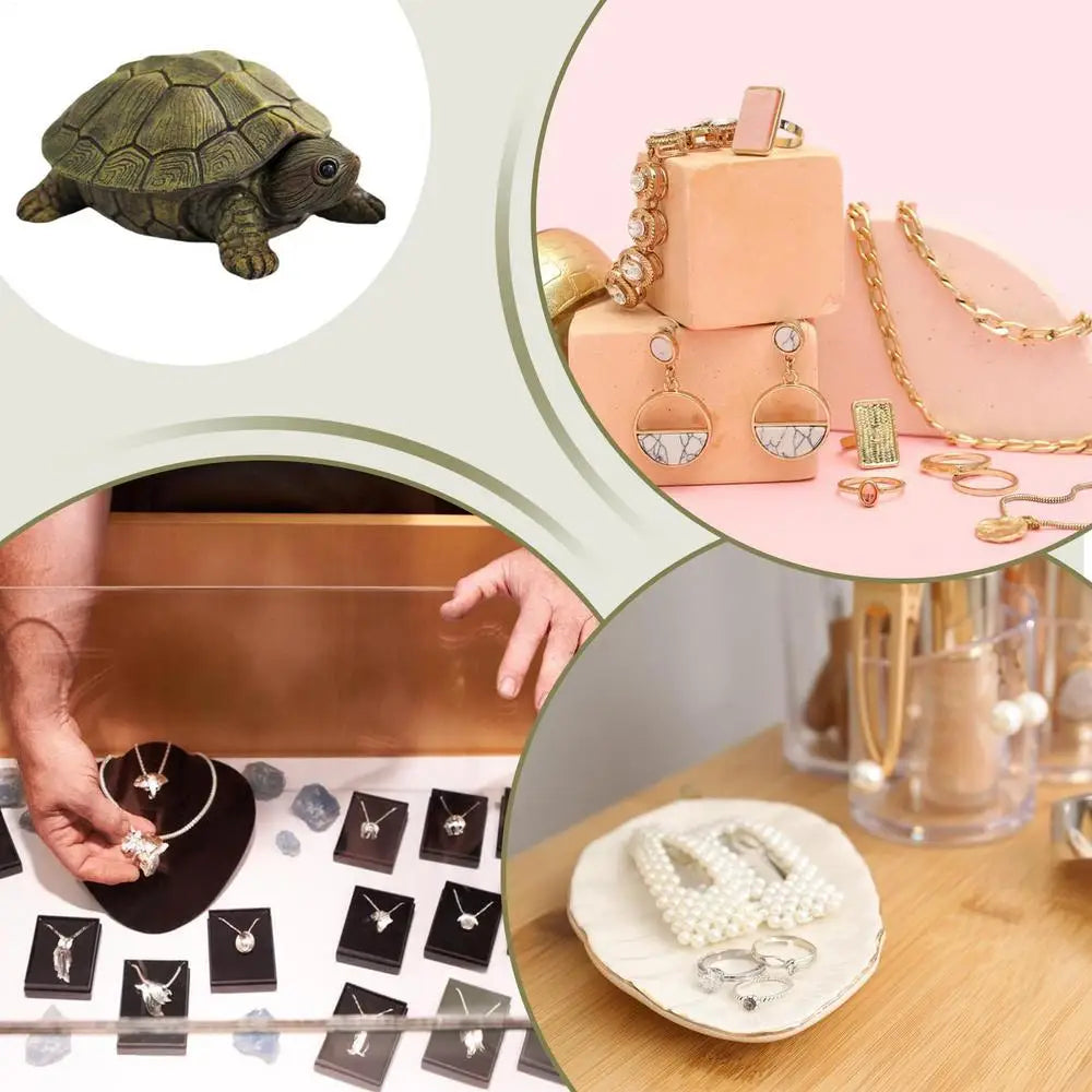 Turtle Jewelry Holder Resin Jewelry Trinkets Box For Key Animal Figurine Collectibles Ring Holder Case Tortoise Necklace Earring