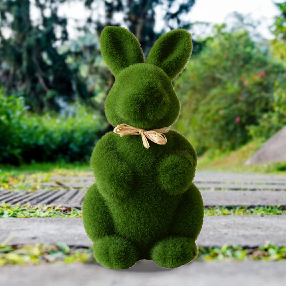 10PC Easter Bunny Decor Easter Moss Rabbit Figurine Home Garden Party Decor Artificial Moss Rabbit Easter Figurine Desktop Decor