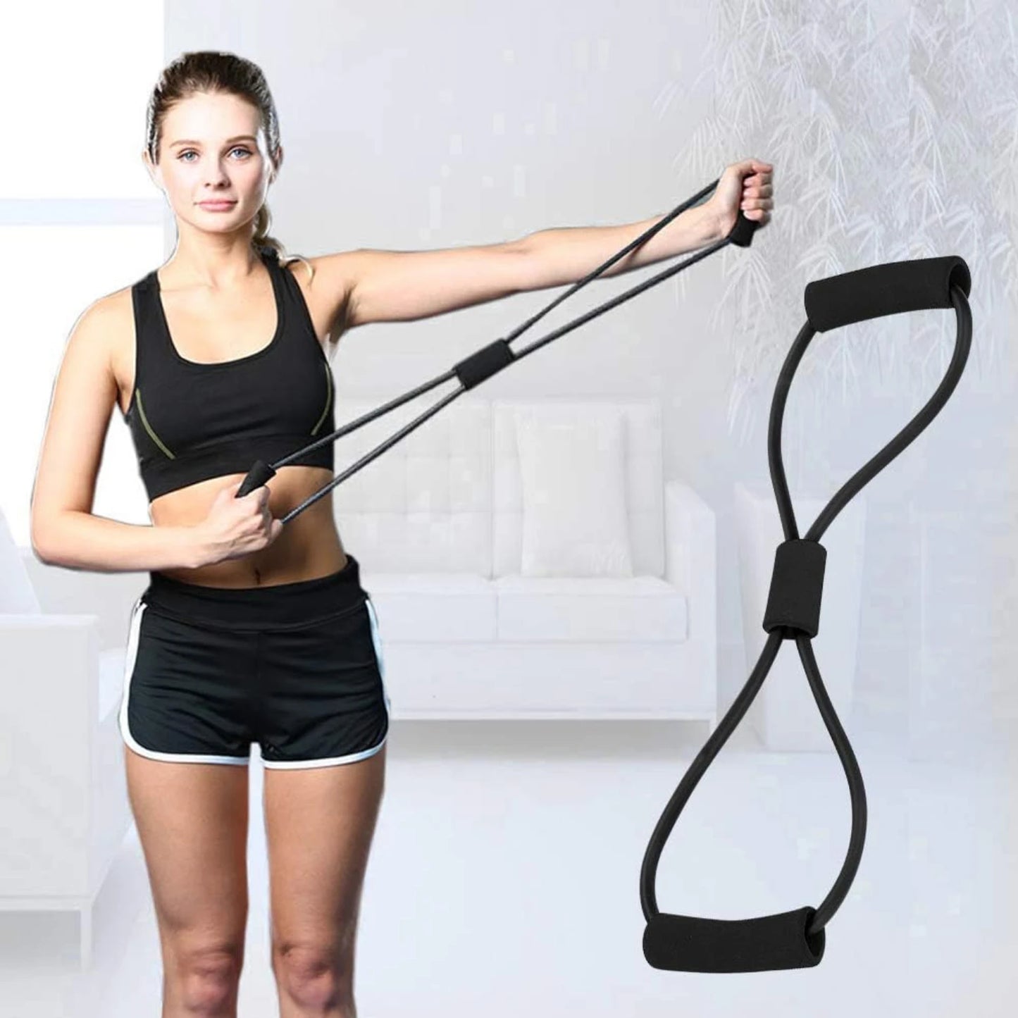 Durable and Versatile Figure 8 Shaped Resistance Band - Flexible Rubber Tube Rope for Full Body Workout, Perfect for Yoga, Pilat