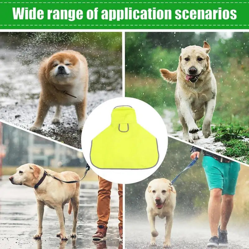 Dog Poncho Reflective Pet Clothes Rope Hole Strip Lightweight Rain Jacket Poncho Hoodies Adjustable Waterproof Dog Rain Jacket