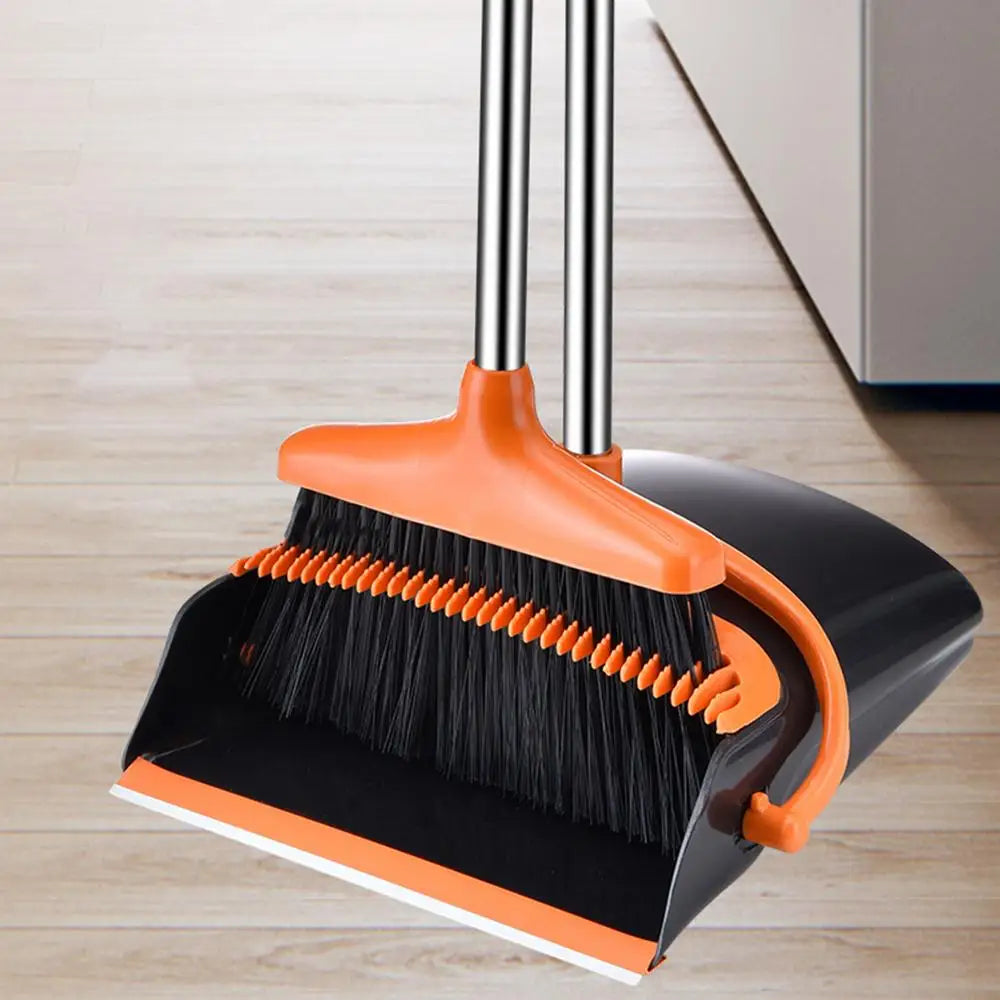 Broom And Dustpan Combo Folding Upright Broom And Dust Pan Indoor Cleaning Tool For Apartment Household Kitchen