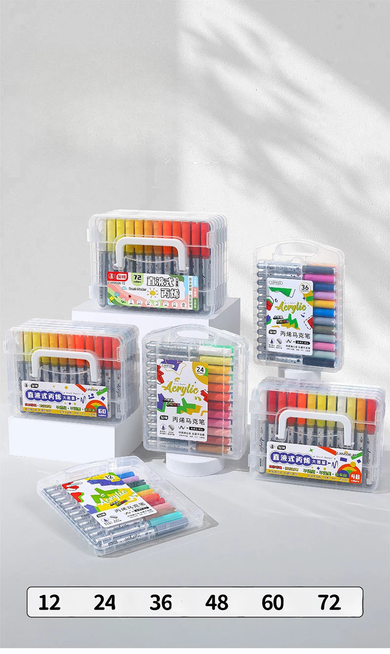 1BOX Marker Acrylic Graffiti Waterproof Sketch Oily Alcohol Based Pens Stationery School Office Art Supplies