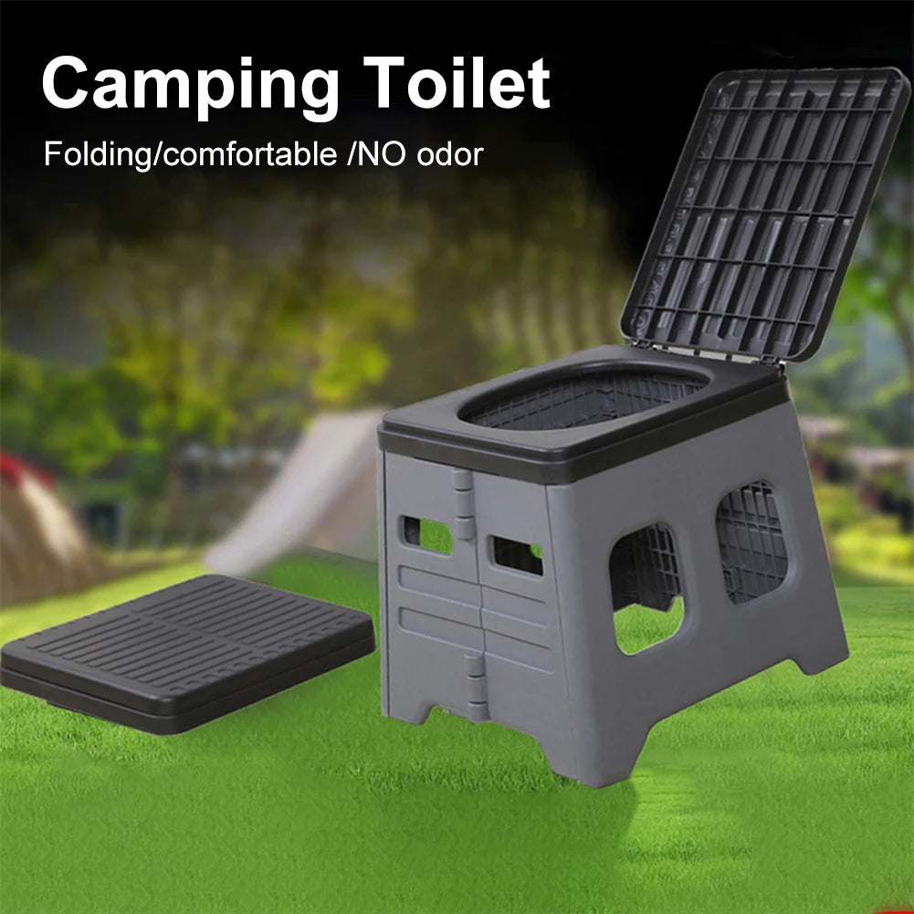 Portable Camping Toilet with Lid Travel Portable Potty Multifunctional Foldable Outdoor Camp Toilet for Camping Travel