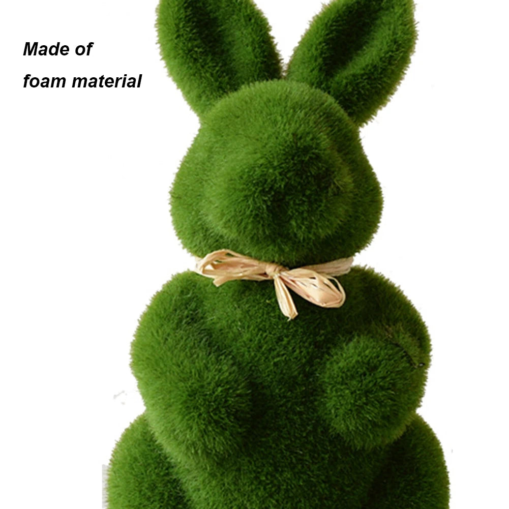 10PC Easter Bunny Decor Easter Moss Rabbit Figurine Home Garden Party Decor Artificial Moss Rabbit Easter Figurine Desktop Decor