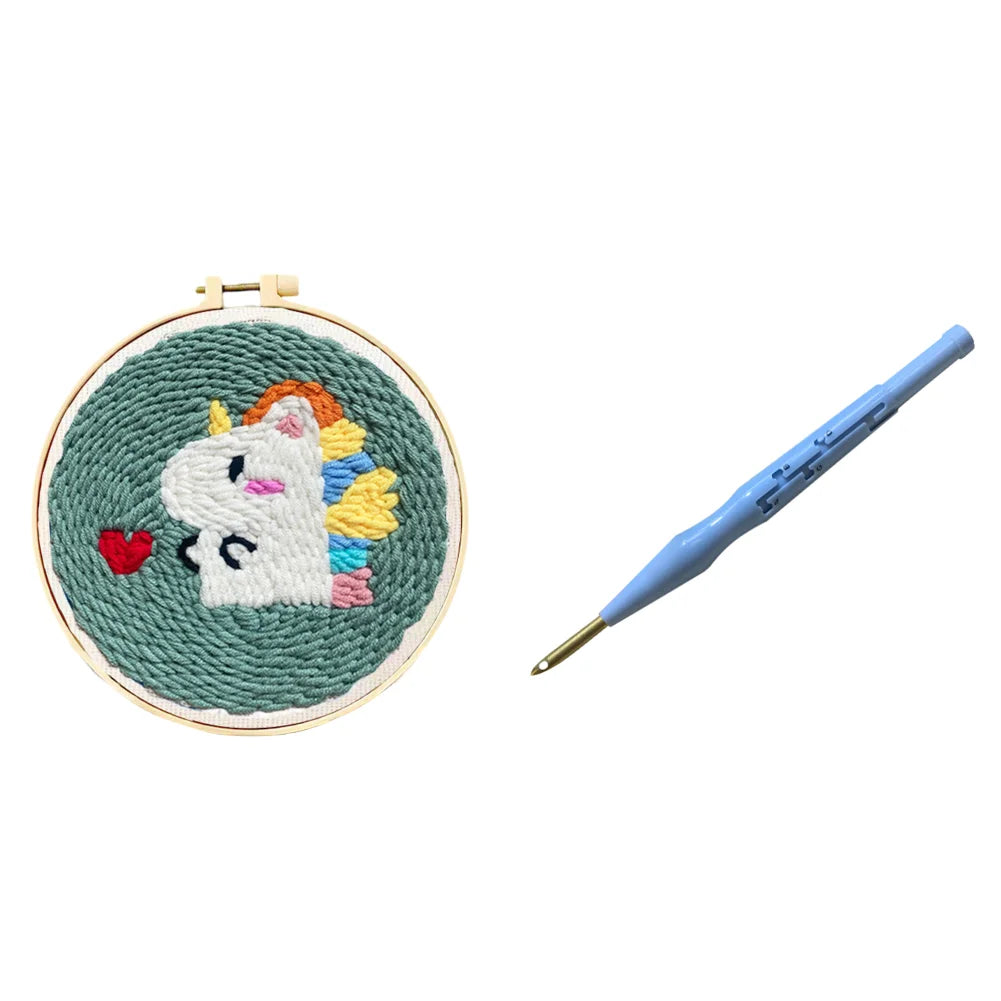 DIY Funny Needlework Kit Handcraft Punch Needle Kits Punch Needle Embroidery Starter Kits for Adults Beginner Kids Starter