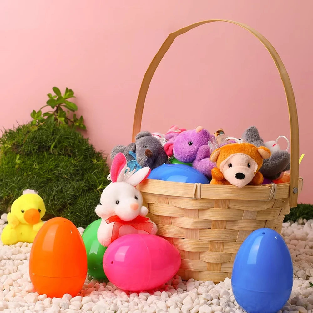 24 Pack Prefilled Easter Eggs Filled with Mini Plush Toy Easter Basket Stuffers for Kids Easter Egg Hunt Game Classroom Prize