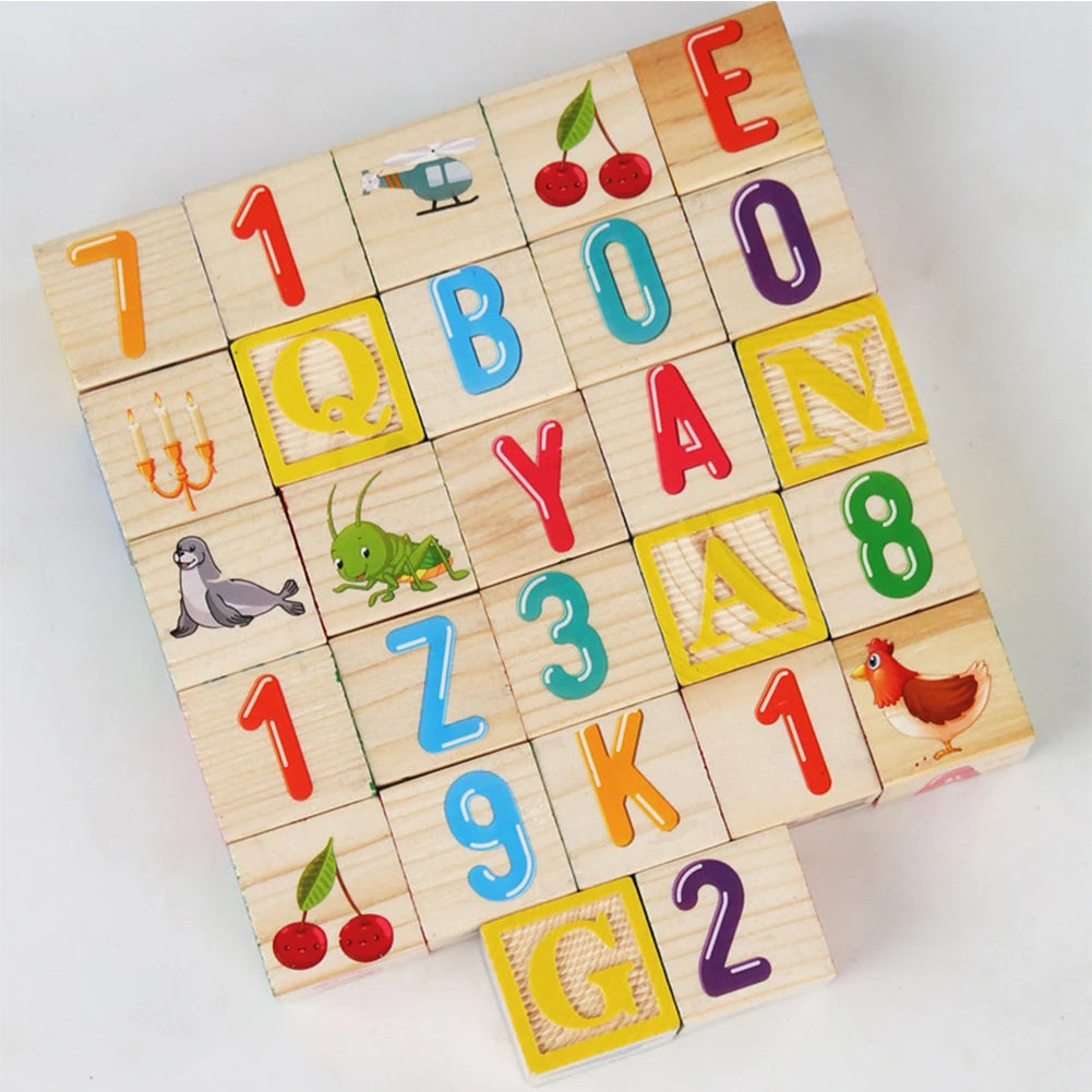 Alphabet & Number Stacking Blocks 27 Pcs ABC Learning Baby Blocks Montessori Toys for Toddlers 1-3 for Boys Girls Kids Gifts