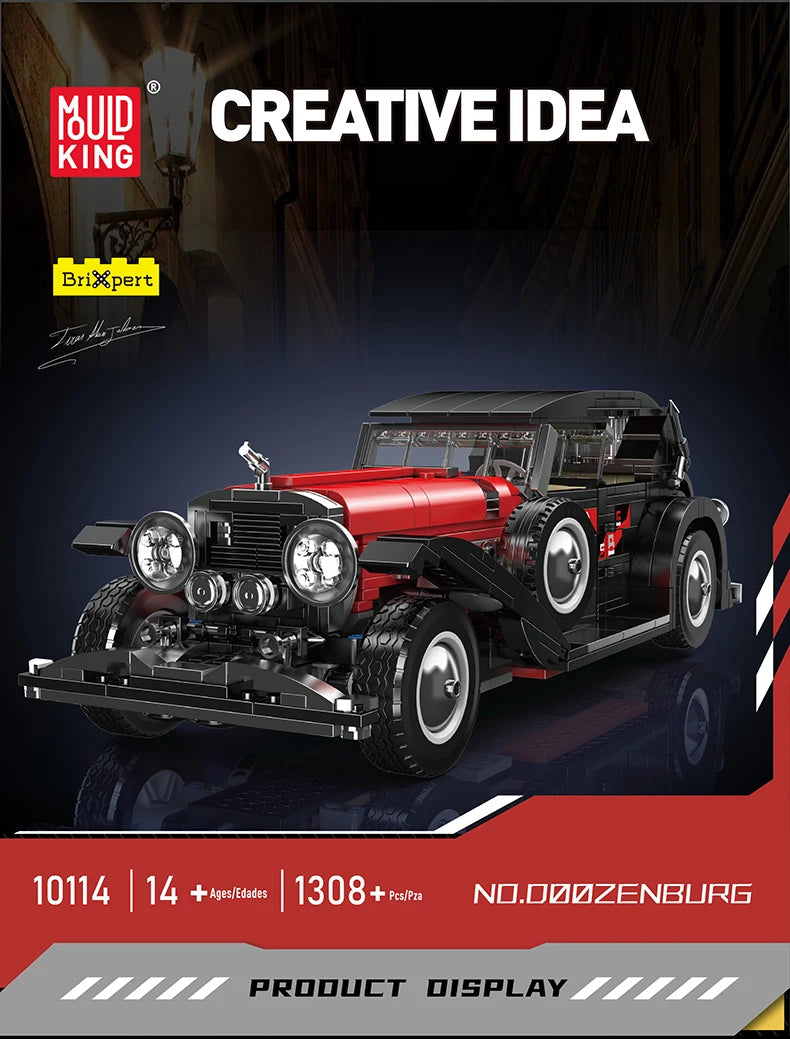 Mould King 10114 Technical Building Block The T50 Vintage Car Set Assembly Classic Car Brick Toys Model Kids Christmas Gift