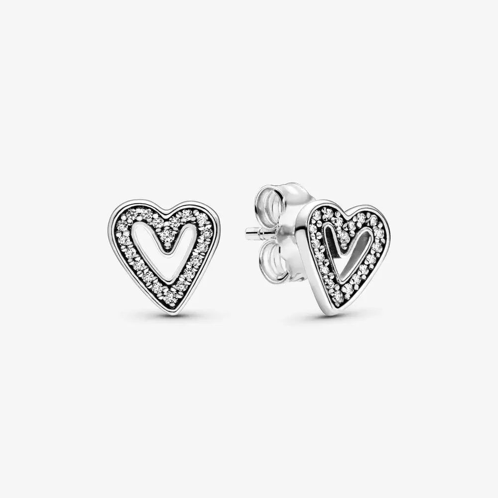 Heart Shape&Timeless Pavé Single-row Hoop Earrings Fashion Fine Jewelry Birthday Gifts 925 Sterling Silver For Women