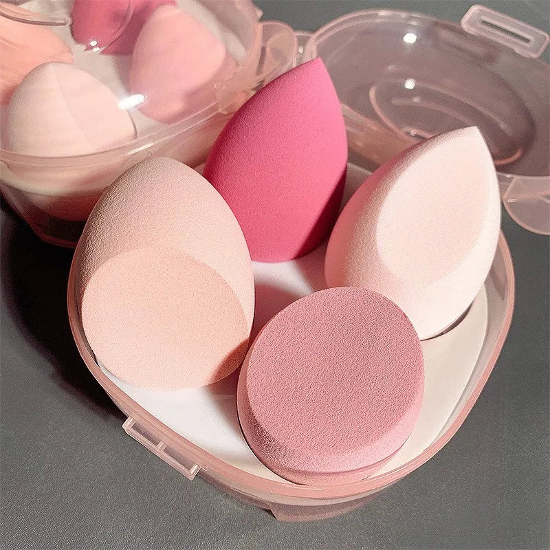 4Pcs Makeup Sponge Powder Puff Dry & Wet Combined Beauty Cosmetic Ball Powder Puff Bevel Cut Make Up Sponge Foundation Tools