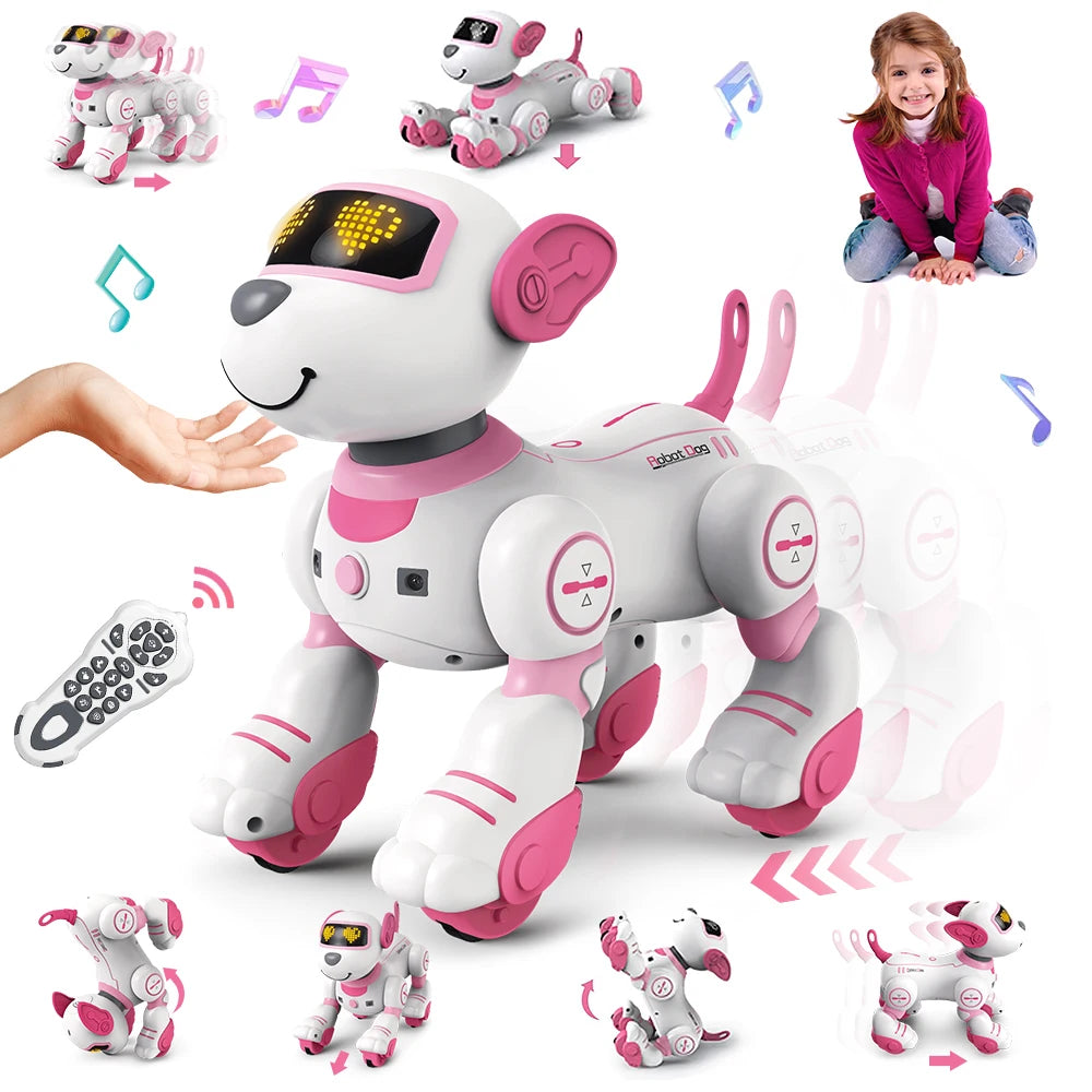 VATOS RC Robot Electronic Dog Toy Stunt Voice Command Puppy Programmable Touch-Sense Music Robot Dog Toy Christmas Gift for Kids