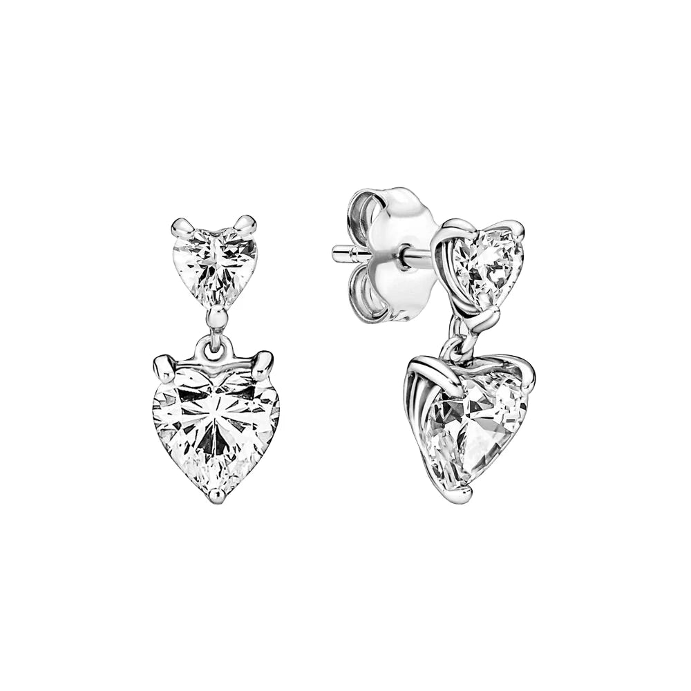 925 Sterling Silver Celestial Sparkling Star&Snowflake Stud Earrings Fit Original Charm Jewelry Party Gifts For Women