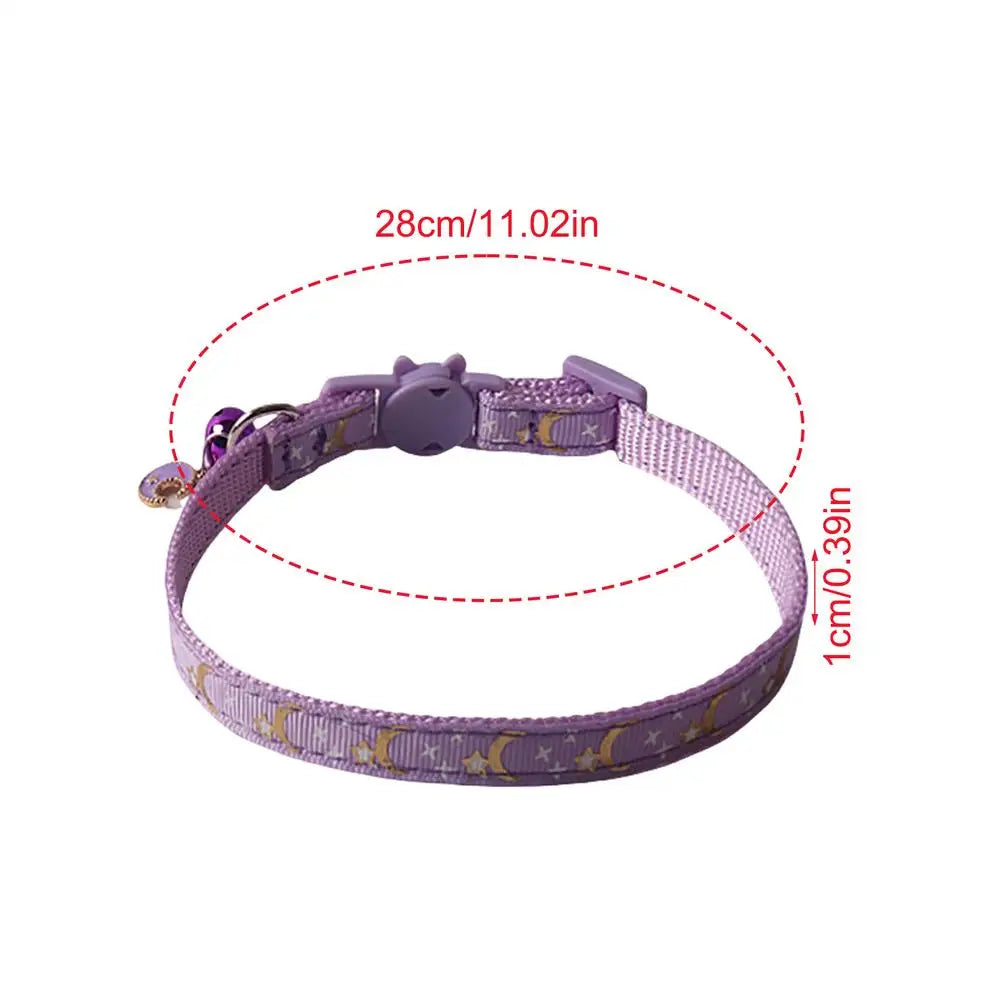 Moon And Star Cat Collars Removable Cat Collar Safety Pet Collar For Pet Adjustable Bell Safety Pet Collars For Dog