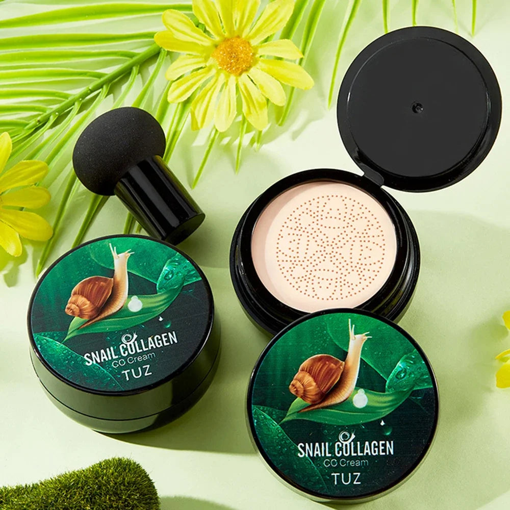 Snail Collagen BB Cream Mushroom Head Air Cushion Foundation CC CreamLiquid Concealer Brightening Oil-control Makeup Cosmetics