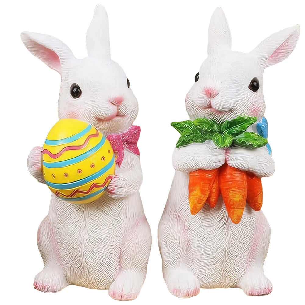 Easter Cute Bunny Statue Standing Rabbit Sculpture Farmhouse Animal Rabbit Craft Home Garden Decoration