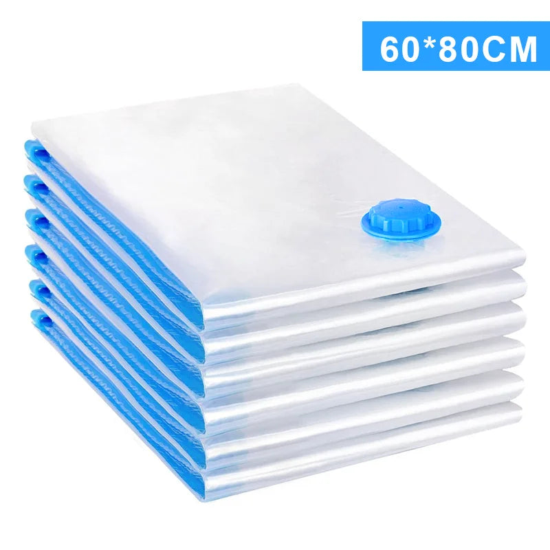 6pcs Vacuum Storage Bags With Valve Vacuum Seal Bag Wardrobe Organizer for Clothes Comforters Pillow Bedding Blanket Storage