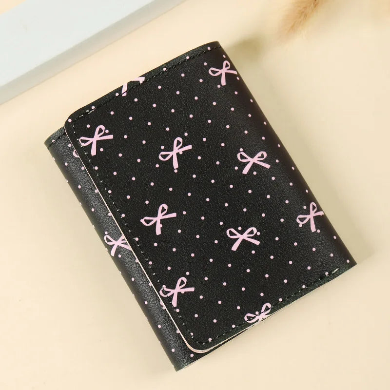 Mini Soft PU Leather Clutch For Women / Lovely Style Fold Short Wallet Coin Purse Card Holder Bag