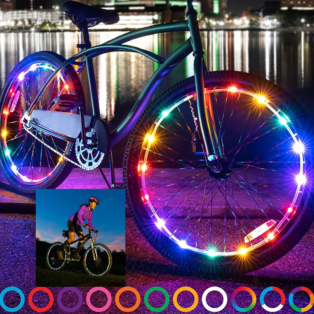 Bicycle Spoke Lights Waterproof Cycling Decoration Safety Warning Tire Strip Light Remote Control for Kids Adults Night Riding