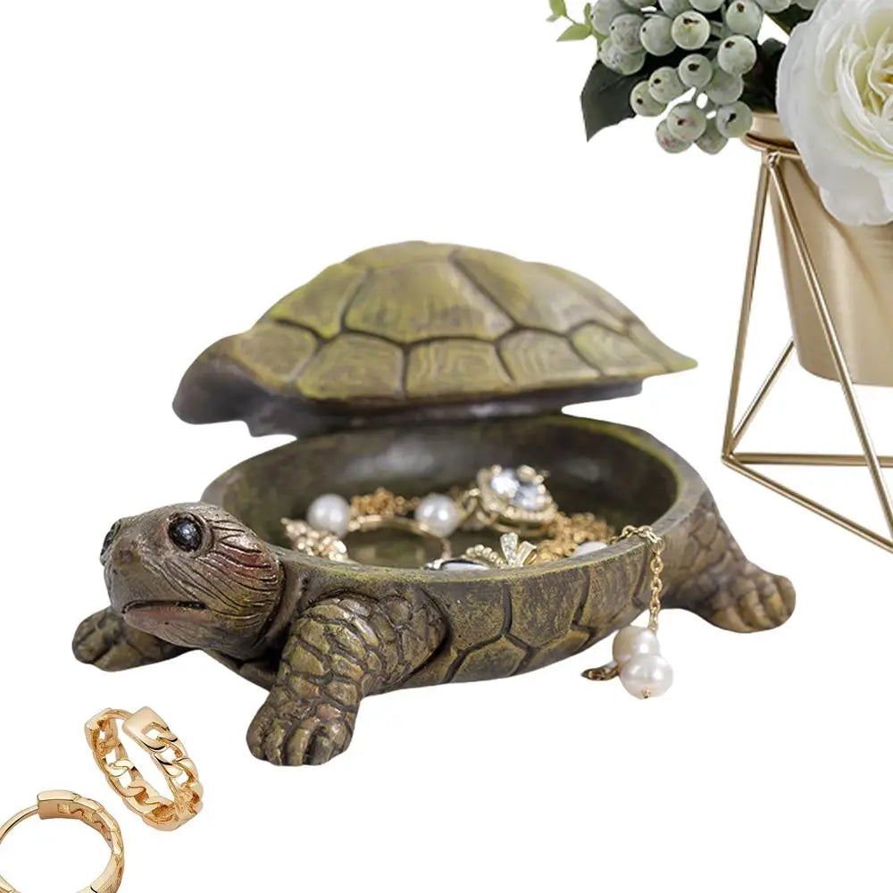 Turtle Jewelry Holder Resin Jewelry Trinkets Box For Key Animal Figurine Collectibles Ring Holder Case Tortoise Necklace Earring