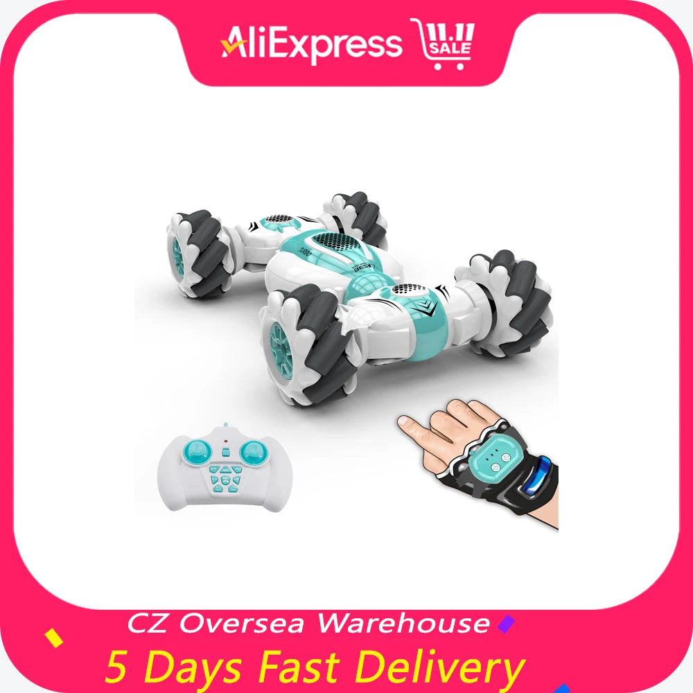 S-012 RC Stunt Car Remote Control Watch Gesture Sensor Deformable Electric Toy Cars New2.4GHz 4WD Rotation kids Christmas gifts