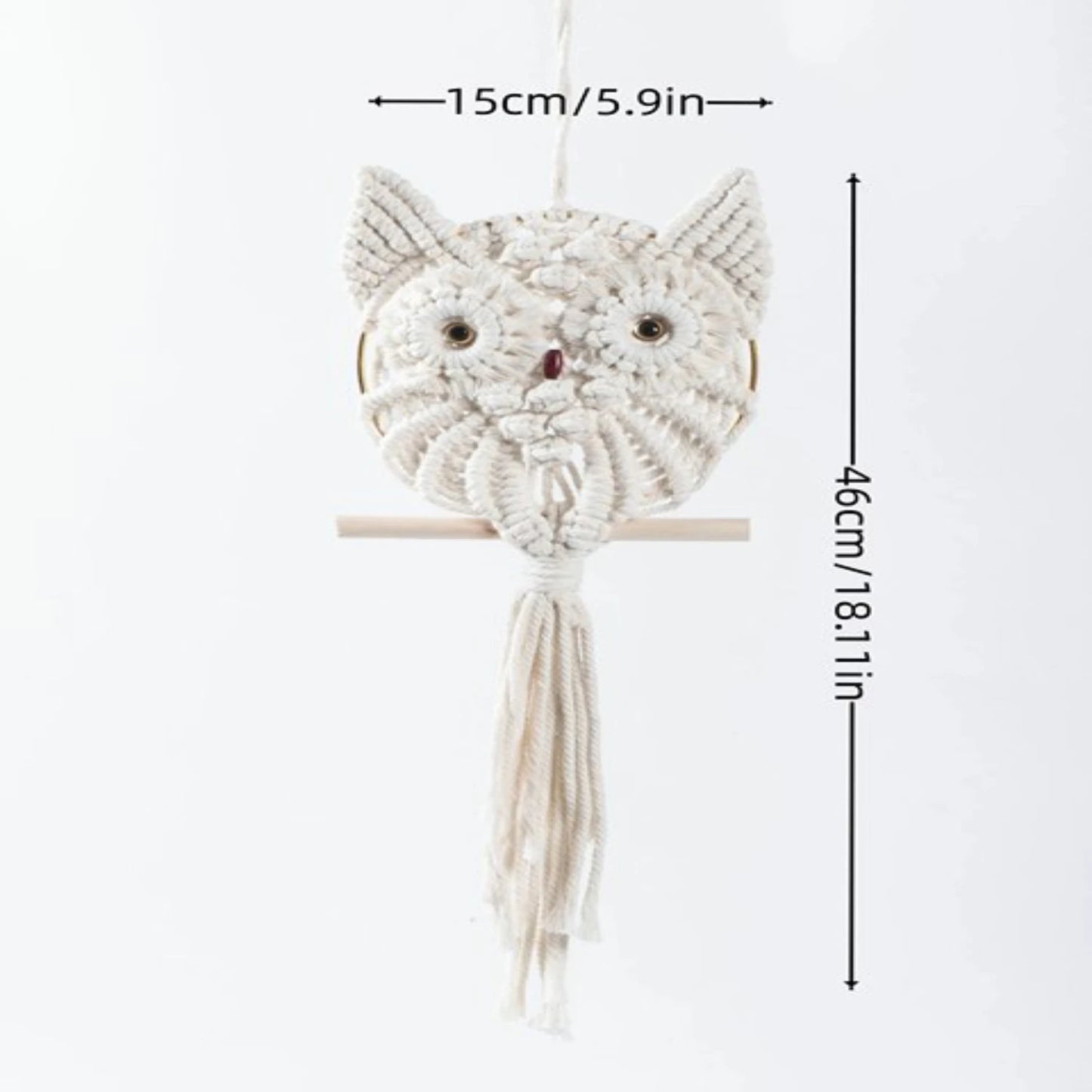 Hand-Woven Owls Dreamcatcher Ornament Arts Cotton Macrame Wall Hanging Tapestry DIY Owl Animal Tapestry Room  Decoration Bells