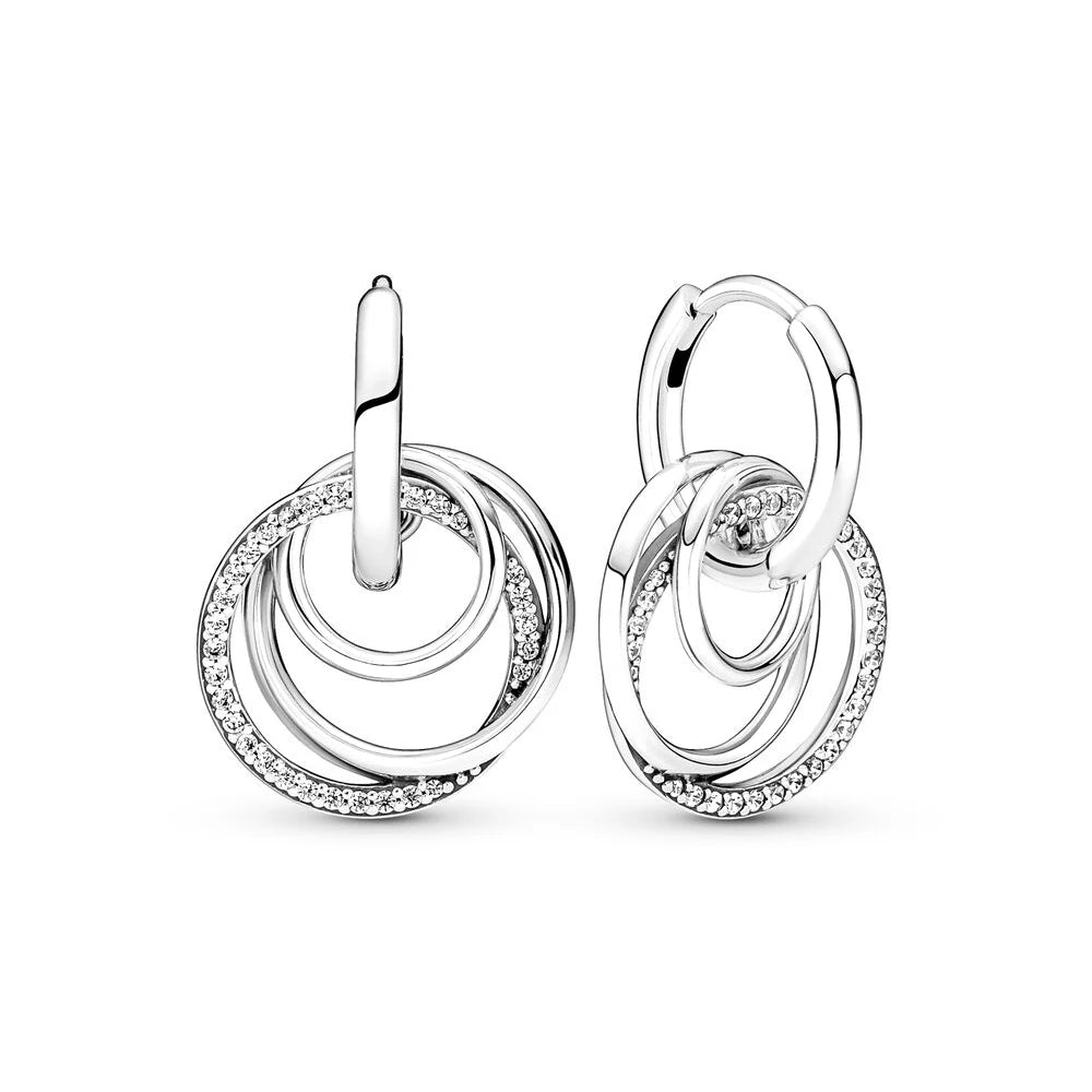 Hot 925 Sterling Silver Sparkling Double Hoop Earrings Fashion Jewelry Fit for Women Birthday Gifts