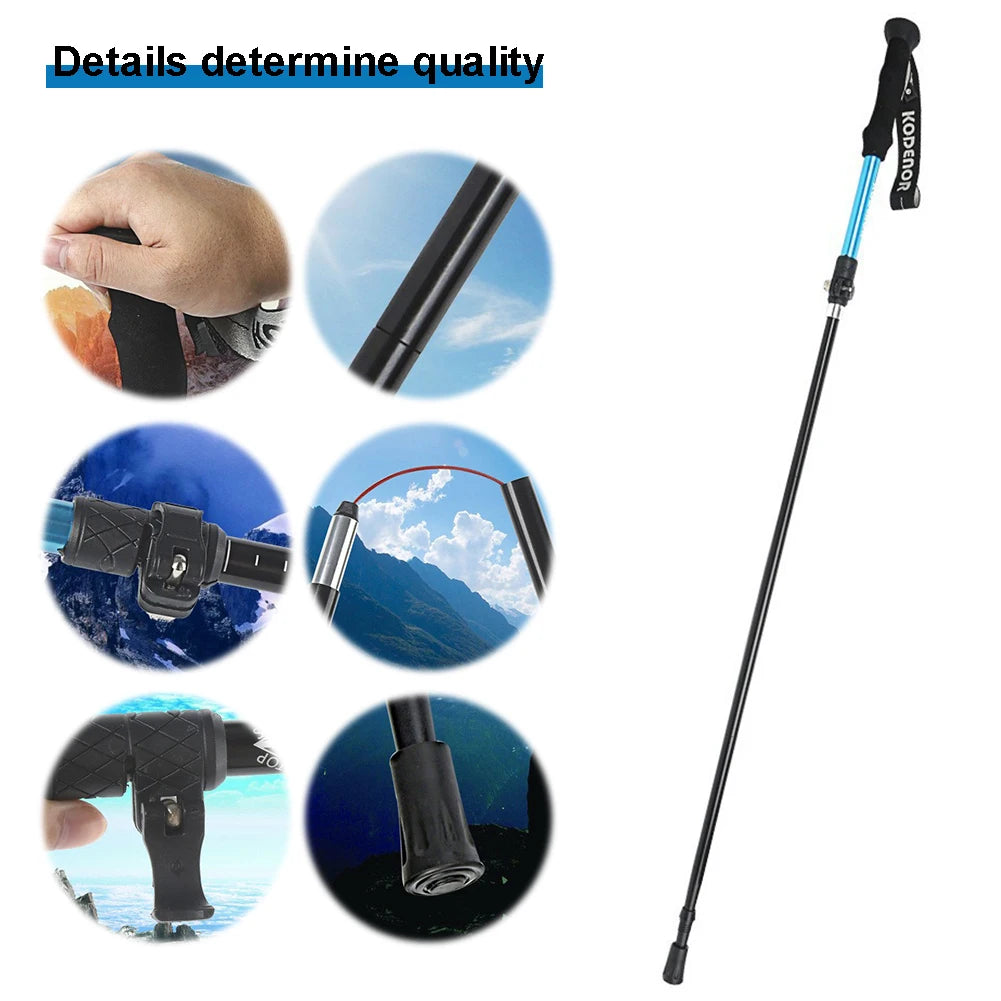 Aluminum Trekking Pole Collapsible Trekking Hiking Pole Adjustable Walking Stick Walking Pole Hiking Tool for Men and Women