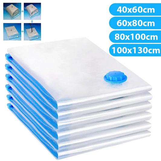 6pcs Vacuum Storage Bags With Valve Vacuum Seal Bag Wardrobe Organizer for Clothes Comforters Pillow Bedding Blanket Storage