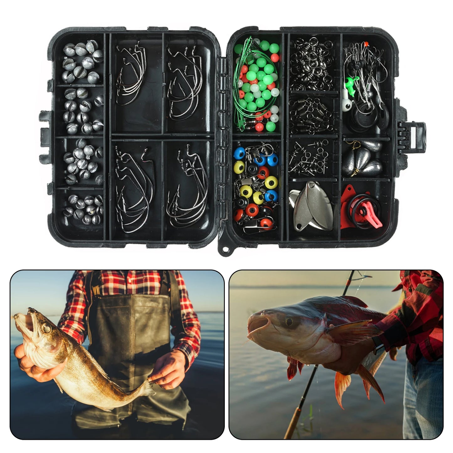 188pcs Fishing Accessories Kit with Tackle Box Lure Pliers Jig Hooks Swivels Snaps Sinker Sliders Beads Portable Fishing Tools