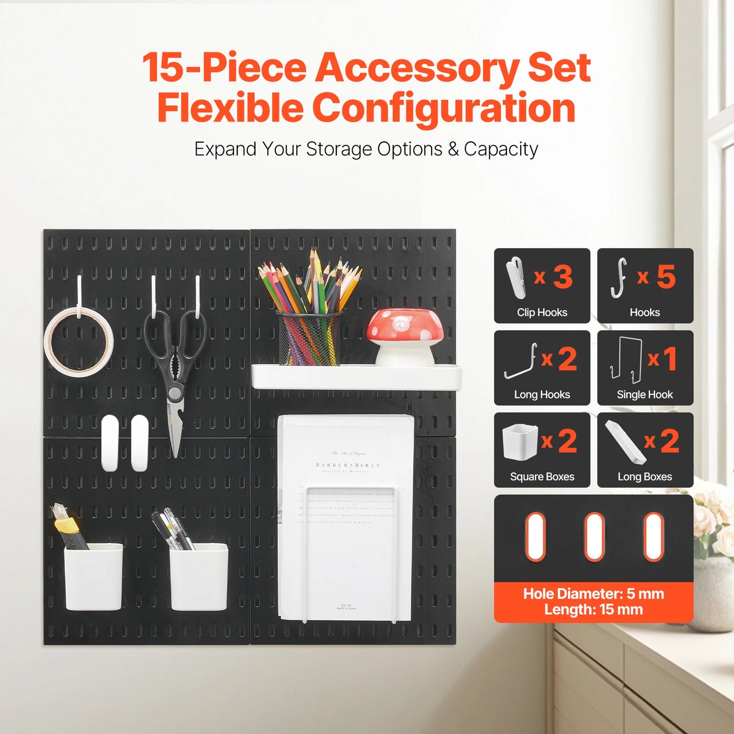 VEVOR 4PCS 11" x 11" Plastic Home Pegboard Wall Panels Decor Organizer Holder Mounting Display DIY Tool Storage for Garage